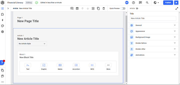 Evolve's elearning interface